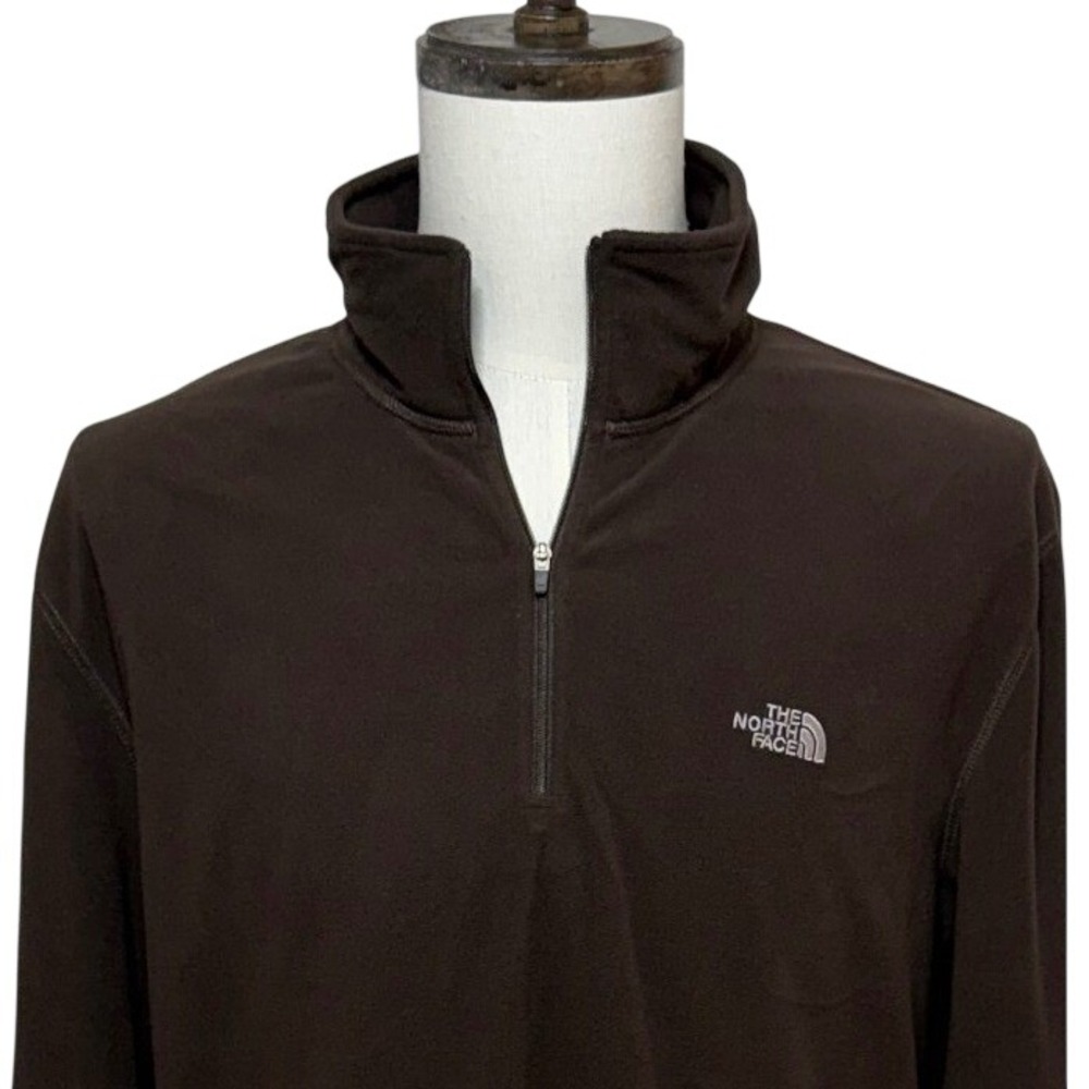 The North Face 1/4 Zip Pullover Mens XL Brown TKA 100 Fleece Long Sleeve Sweater